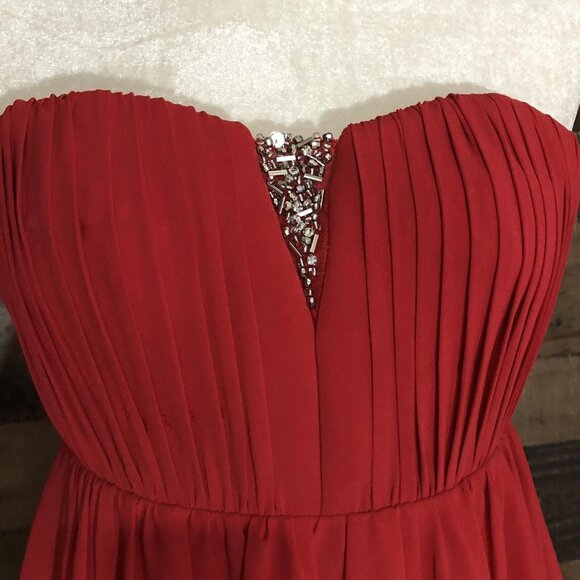 Sequin Hearts Strapless Red Chiffon Dress Size 3 NWT Prom Homecoming Party - Picture 3 of 3